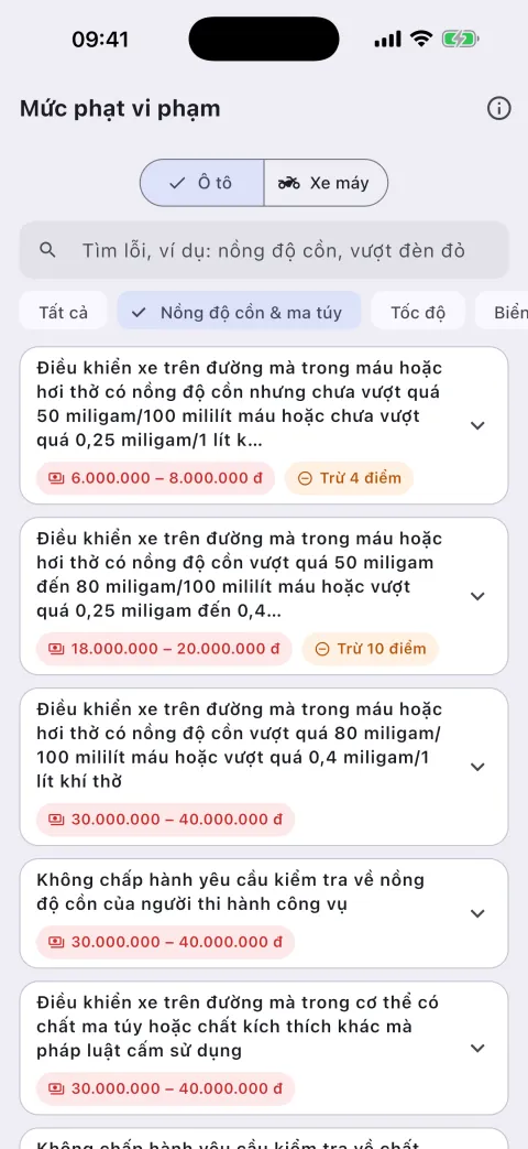 Tra cứu mức phạt